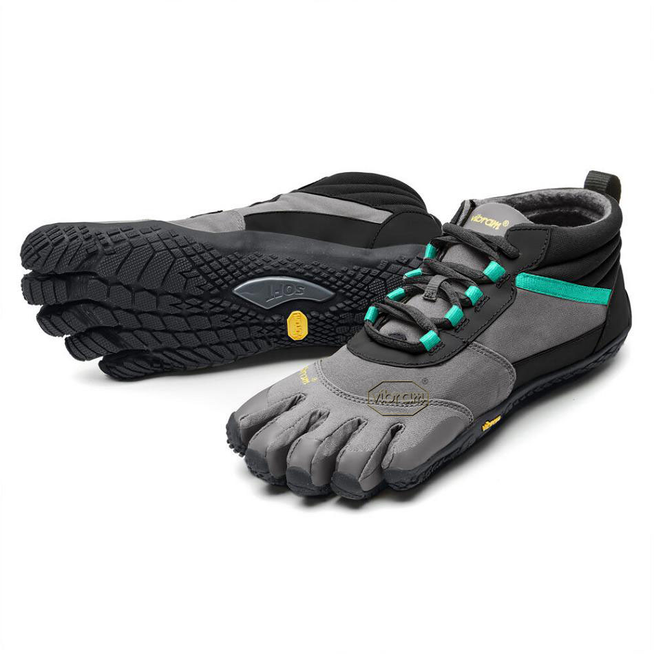 Black / Grey / Green Vibram V-Trek Insulated Women\'s Hiking Shoes | USA_B40