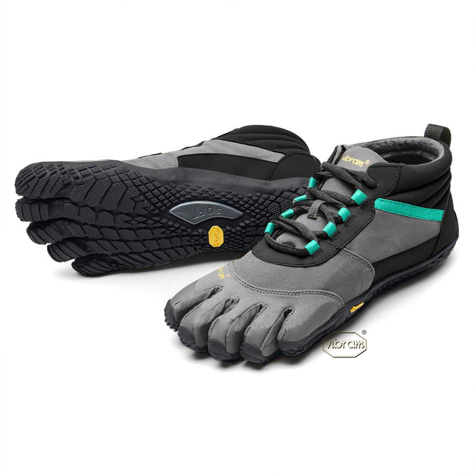 Black / Grey / Green Vibram V-Trek Insulated Women\'s Trail Running Shoes | USA_N89