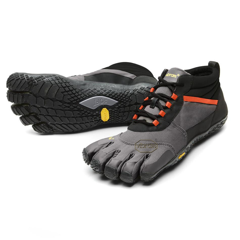 Black / Grey / Red Vibram V-Trek Insulated Men\'s Trail Running Shoes | USA_R52