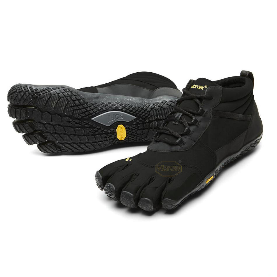 Black Vibram V-Trek Insulated Men\'s Hiking Shoes | USA_B94