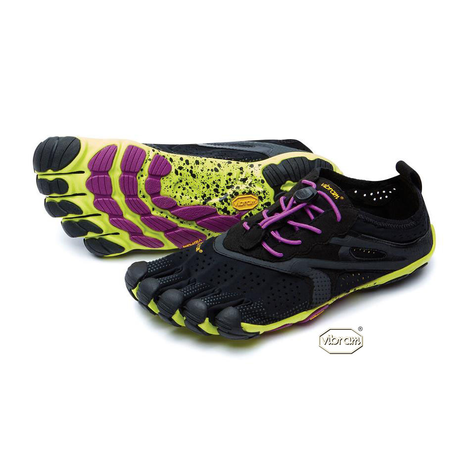 Black / Yellow / Purple Vibram V-Run Women\'s Training Shoes | USA_P08