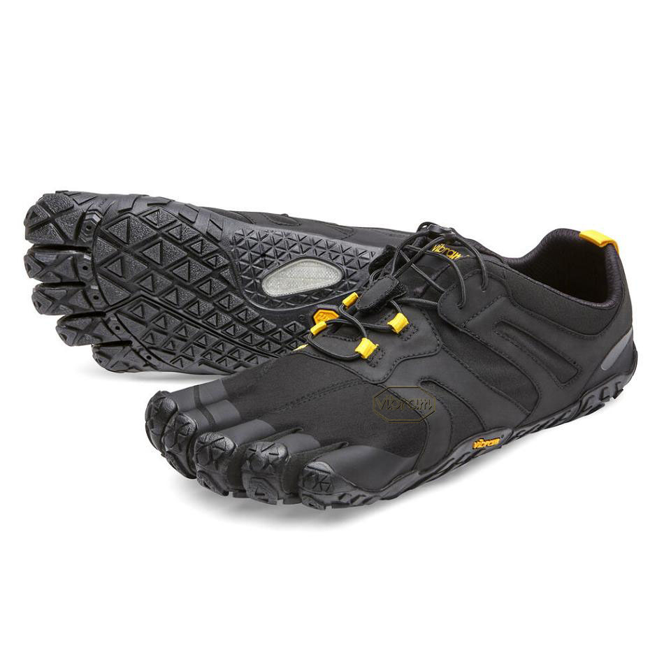 Black / Yellow Vibram V-Trail 2.0 Men\'s Trail Running Shoes | USA_K61