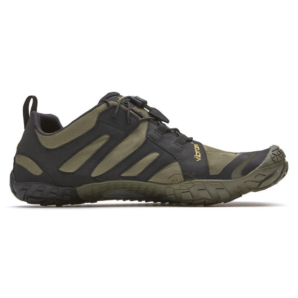 Dark Green / Black Vibram V-Trail 2.0 Men's Running Shoes | USA_E48