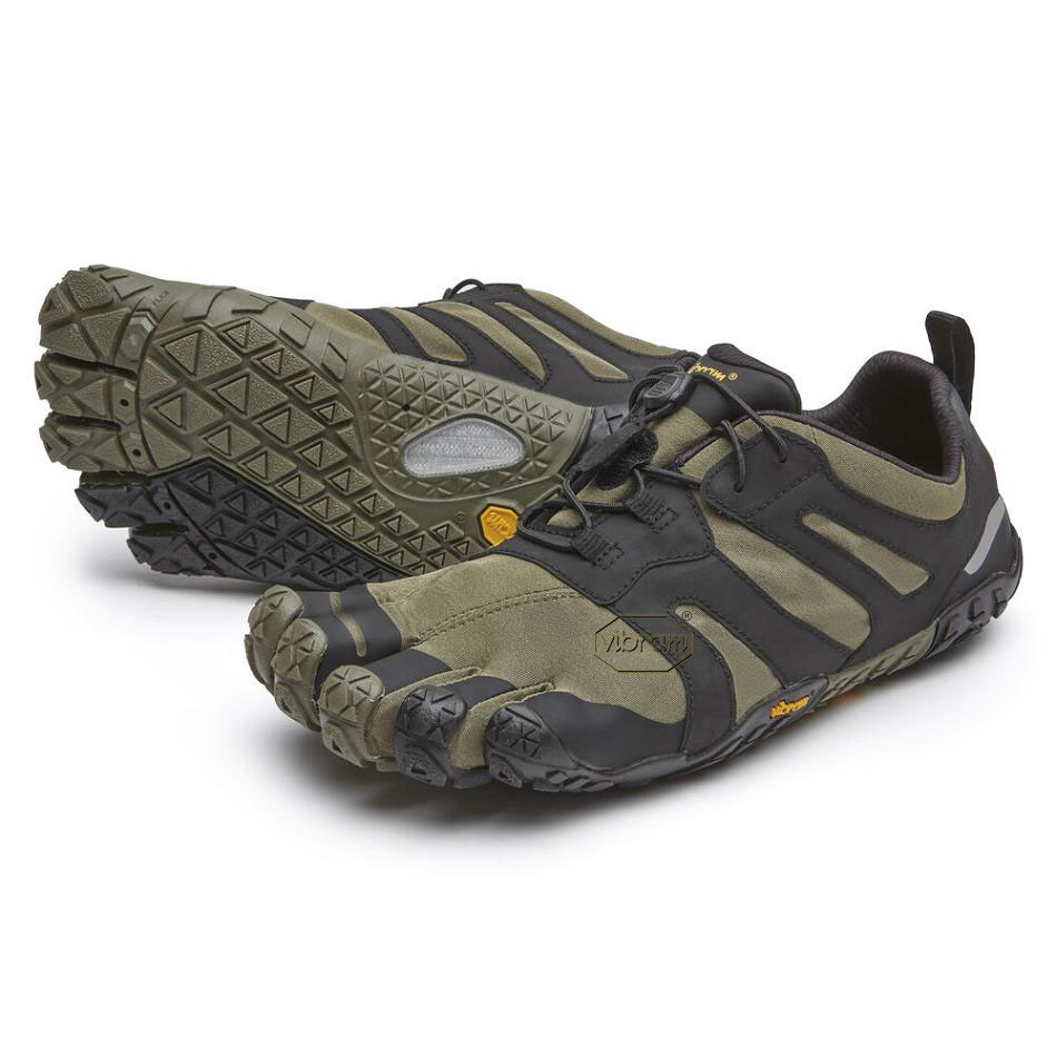 Dark Green / Black Vibram V-Trail 2.0 Men\'s Running Shoes | USA_E48
