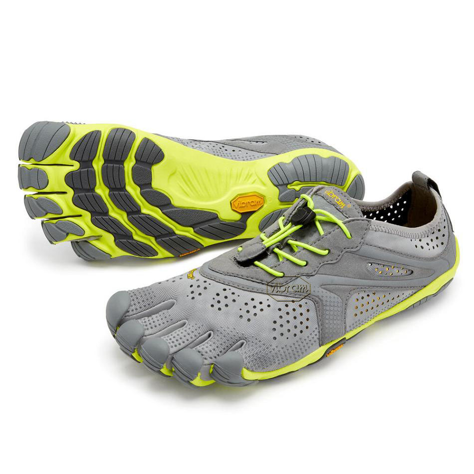 Grey / Yellow Vibram V-Run Men\'s Training Shoes | USA_X43