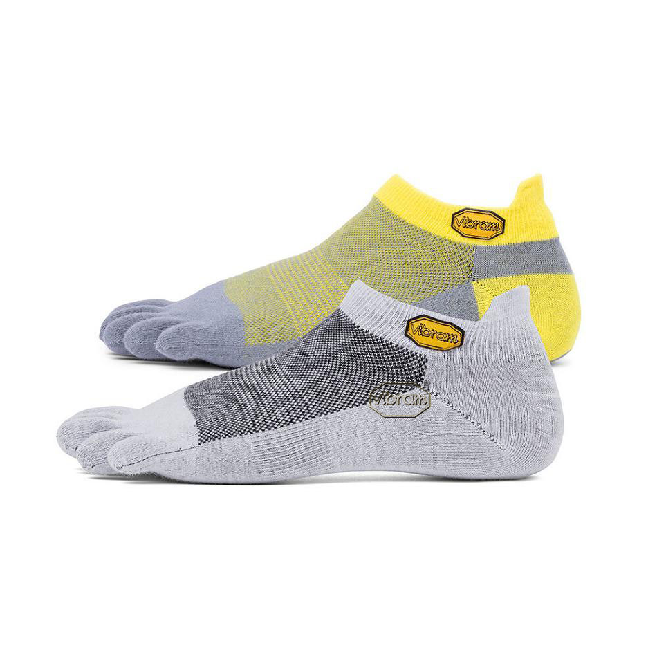Light Grey / Yellow Grey Vibram 5TOE No Show 2 Pack Women\'s Socks | USA_J12