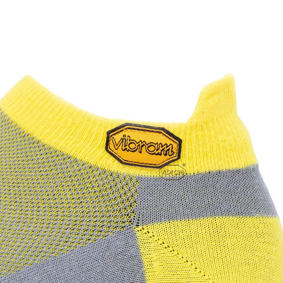 Yellow / Grey Vibram 5TOE No Show Men's Socks | USA_A78