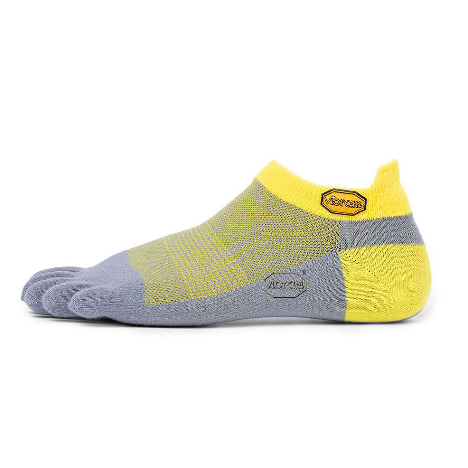 Yellow / Grey Vibram 5TOE No Show Men\'s Socks | USA_A78